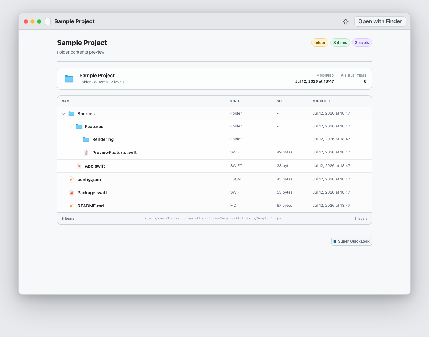 Sample Project preview screenshot
